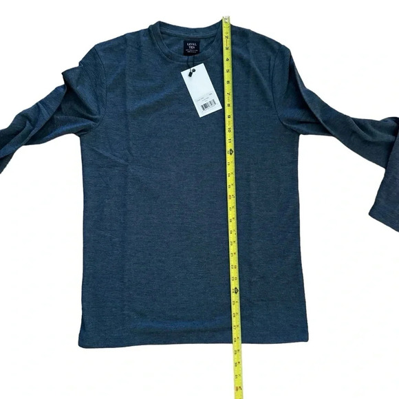 Level Ten Navy Blue Heather Knit Long Sleeve Shirt Crew Neck Top Tee S NWT - Picture 3 of 8